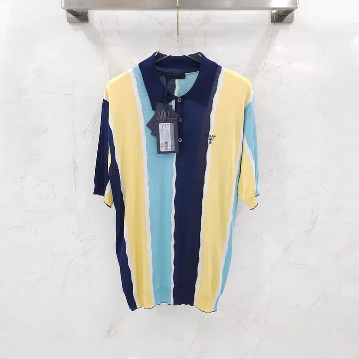 [BUNJANG] Prada Logo Stripe Polo Knit / 48 / 프라다 로고 스트라이프 폴로 니트 UMB335