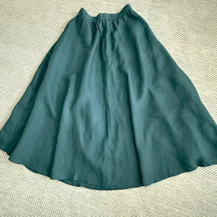 [BUNJANG] Bonnie Strauss Teal Long Linen Skirt / Bonnie Strauss 청록색 롱린넨 스커트