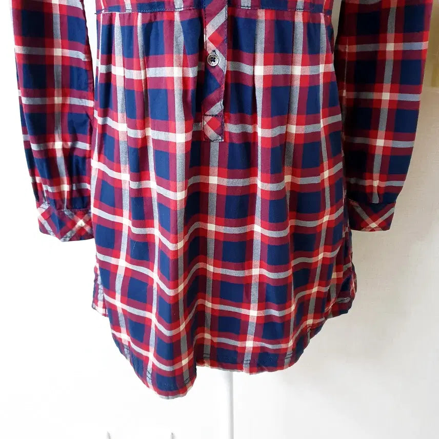 [BUNJANG] Tommy Hilfiger Check Collar Shirt Dress XS / 타미힐피거 셔츠원피스 44 55 체크카라 네이비레드 XS