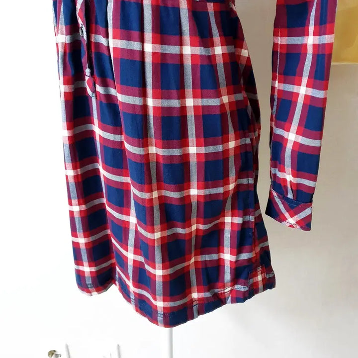 [BUNJANG] Tommy Hilfiger Check Collar Shirt Dress XS / 타미힐피거 셔츠원피스 44 55 체크카라 네이비레드 XS