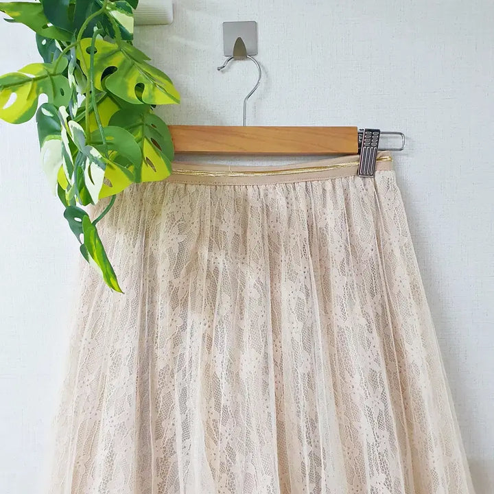[BUNJANG] Pink Ivory Tulle Skirt / 레이스안감 튤스커트 롱치마 밴딩 핑크빛아이보리
