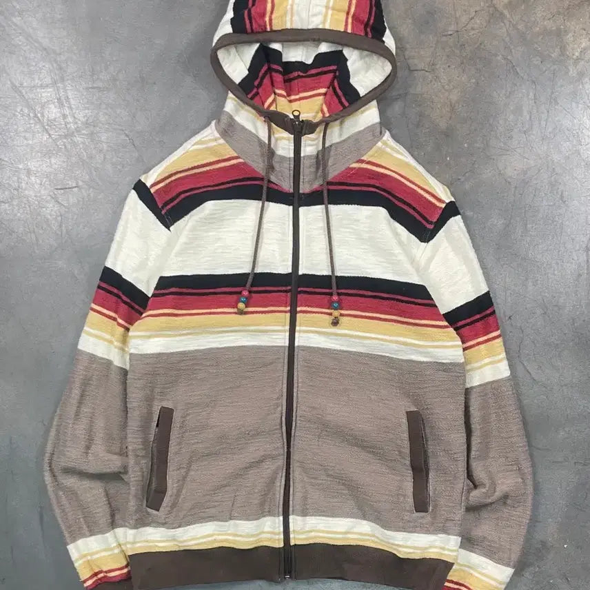 [BUNJANG] PowerToPeople Ethnic Stripe Hooded Zip-Up Sweatshirt / PowerToPeople 에스닉 스트라이프 후드 집업