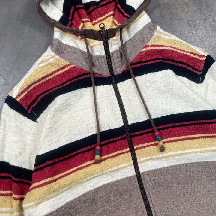 [BUNJANG] PowerToPeople Ethnic Stripe Hooded Zip-Up Sweatshirt / PowerToPeople 에스닉 스트라이프 후드 집업