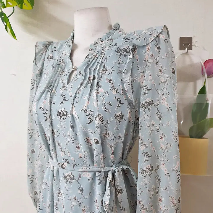 [BUNJANG] Roem Blooming Floral Chiffon Midi Dress / 로엠 블루밍 플라워 쉬폰 미디원피스 55 블루