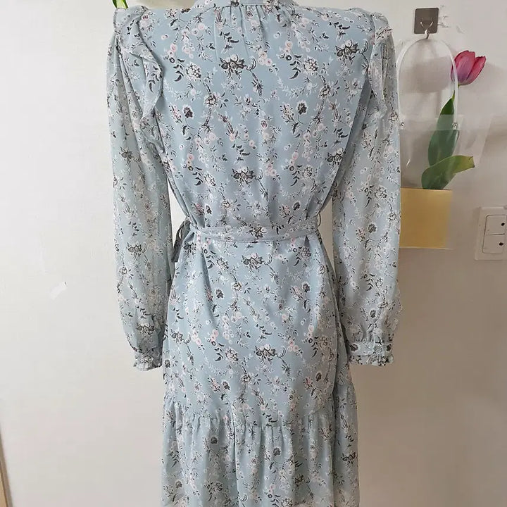 [BUNJANG] Roem Blooming Floral Chiffon Midi Dress / 로엠 블루밍 플라워 쉬폰 미디원피스 55 블루