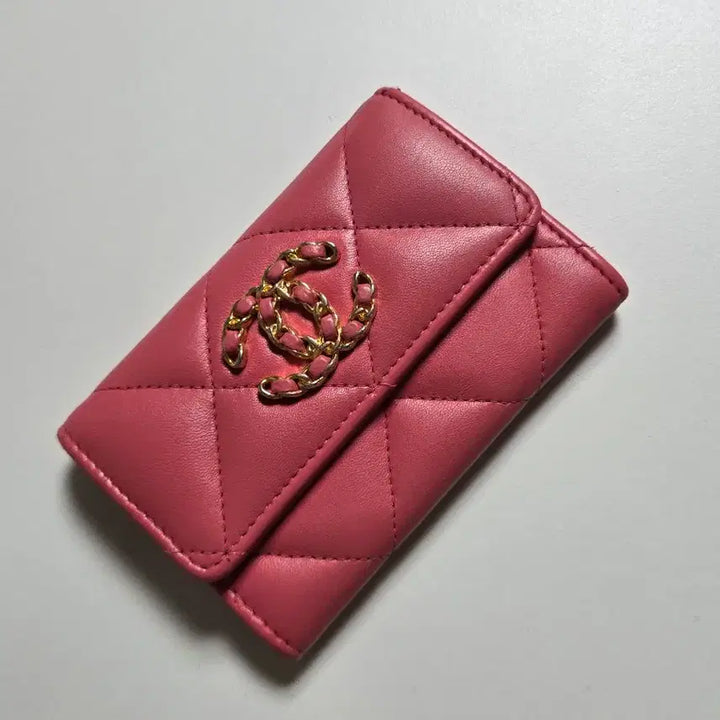 [BUNJANG] Chanel 19 Flap Card Holder Pink Gold / 샤넬 19 플랩 카드 홀더 핑크 금장