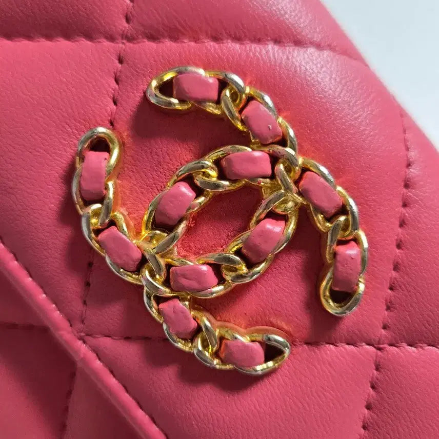 [BUNJANG] Chanel 19 Flap Card Holder Pink Gold / 샤넬 19 플랩 카드 홀더 핑크 금장