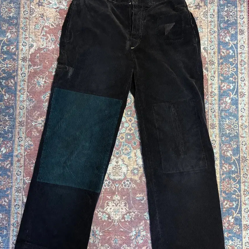 [BUNJANG] Polo Black Corduroy Patchwork Pants / 폴로 블랙 코듀로이 패치 워크 팬츠