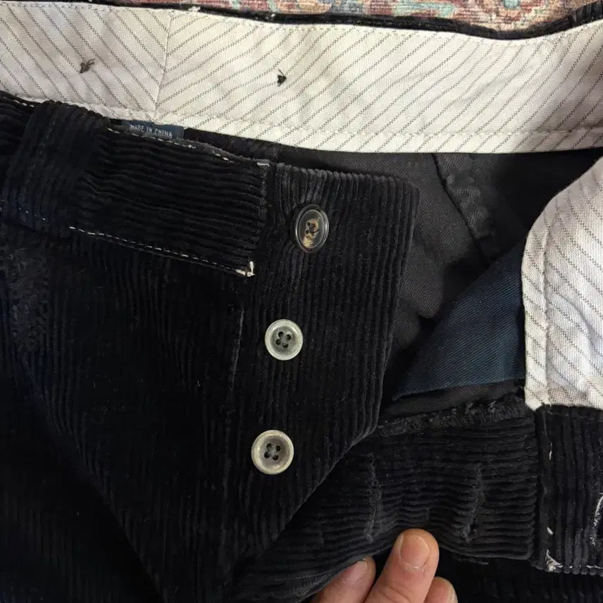 [BUNJANG] Polo Black Corduroy Patchwork Pants / 폴로 블랙 코듀로이 패치 워크 팬츠
