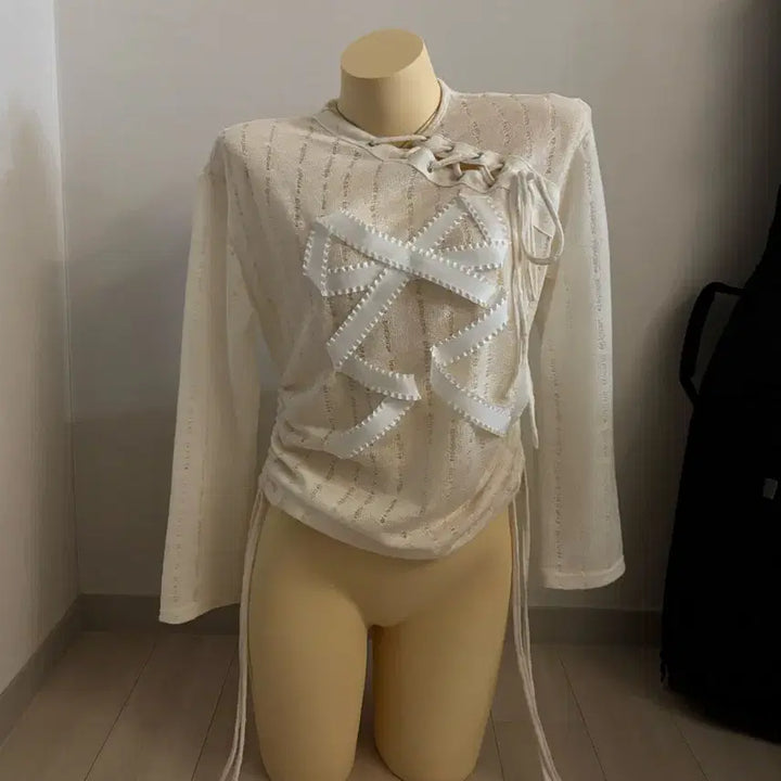 [BUNJANG] Ribbon Point Long Sleeve Top / 리본 포인트 롱슬리브