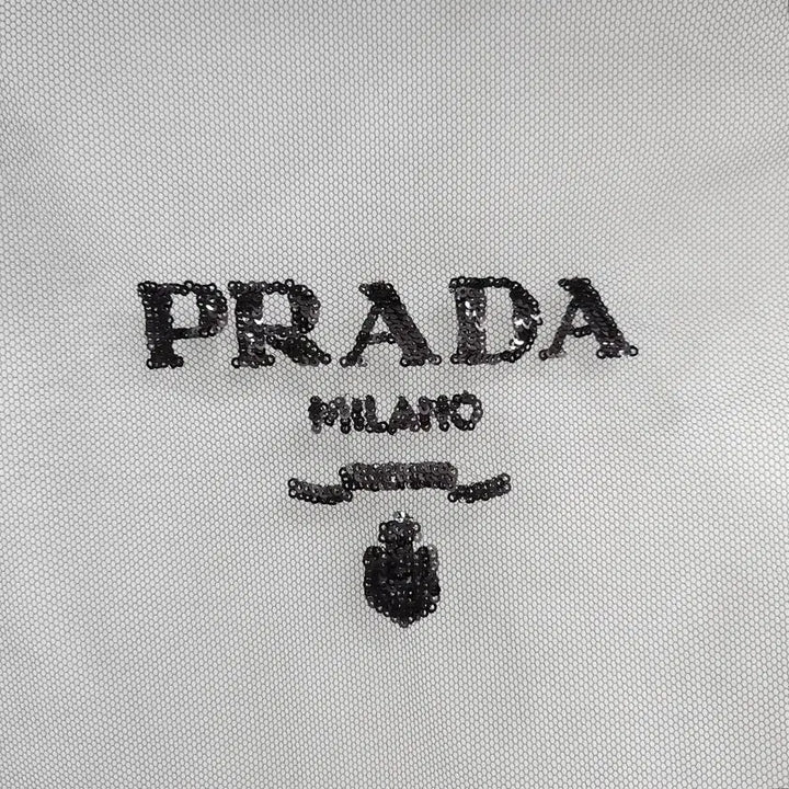 [BUNJANG] Prada Jersey Sequin Tulle Short Sleeve T-shirt / L / 프라다 여성 저지 시퀸 튤 반팔 티셔츠 3579AR