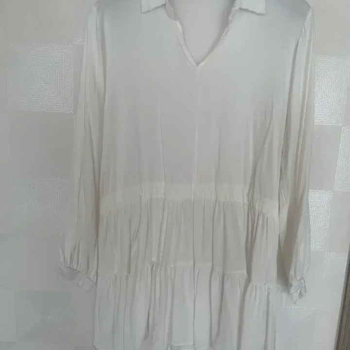 [BUNJANG] White Shirring Blouse Long Sleeve / 화이트 셔링 블라우스 긴팔