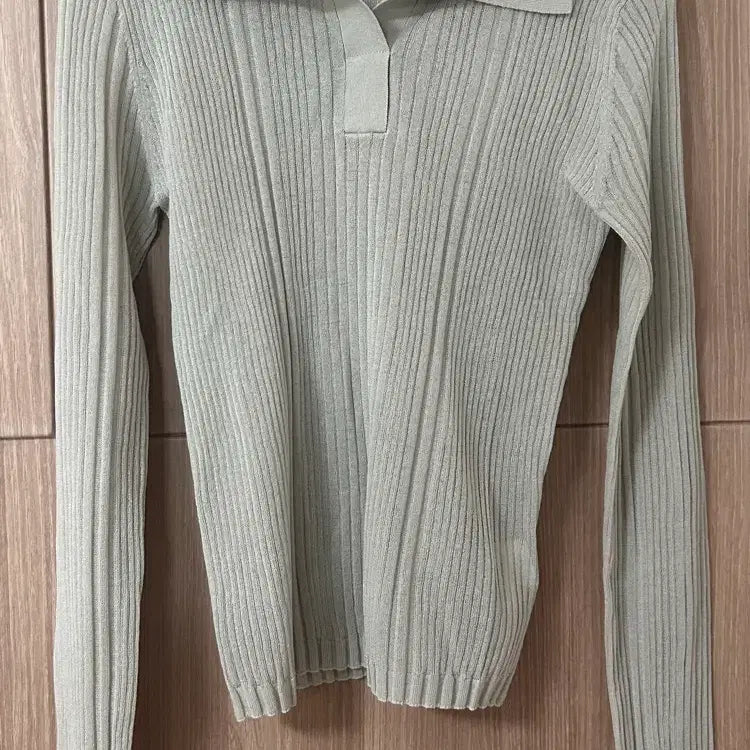 [BUNJANG] Ribbed Sheer Collar Knit Top / 골지 시어 칼라 니트