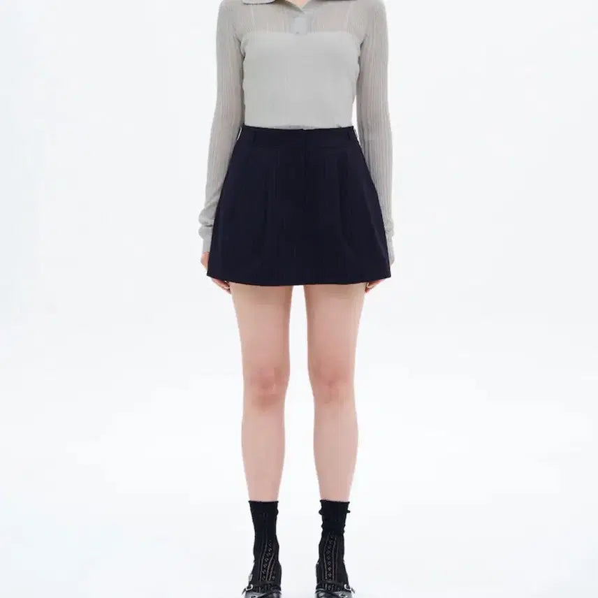 [BUNJANG] Ribbed Sheer Collar Knit Top / 골지 시어 칼라 니트