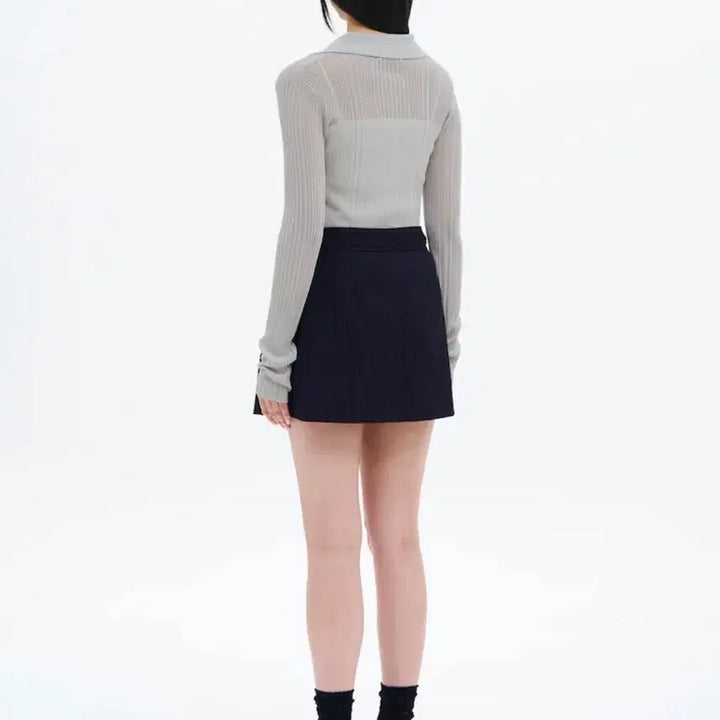 [BUNJANG] Ribbed Sheer Collar Knit Top / 골지 시어 칼라 니트