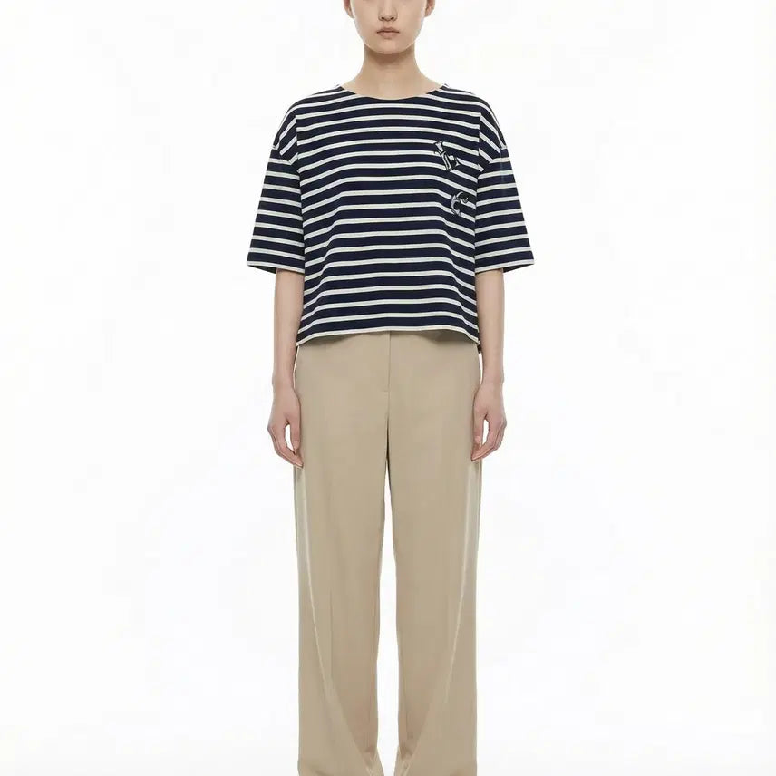 [BUNJANG] LUCKY CHOUETTE Striped T-shirt / 럭키슈에뜨 반팔 티셔츠 36size