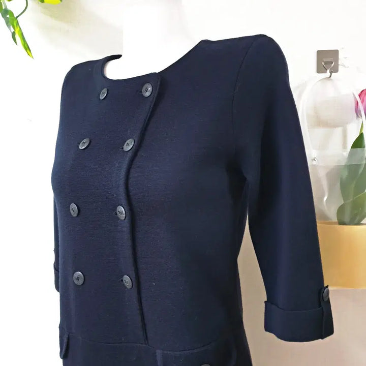 [BUNJANG] BCBG Double-Breasted Knit Dress / BCBG 7부 더블버튼 니트원피스 55 미디 네이비
