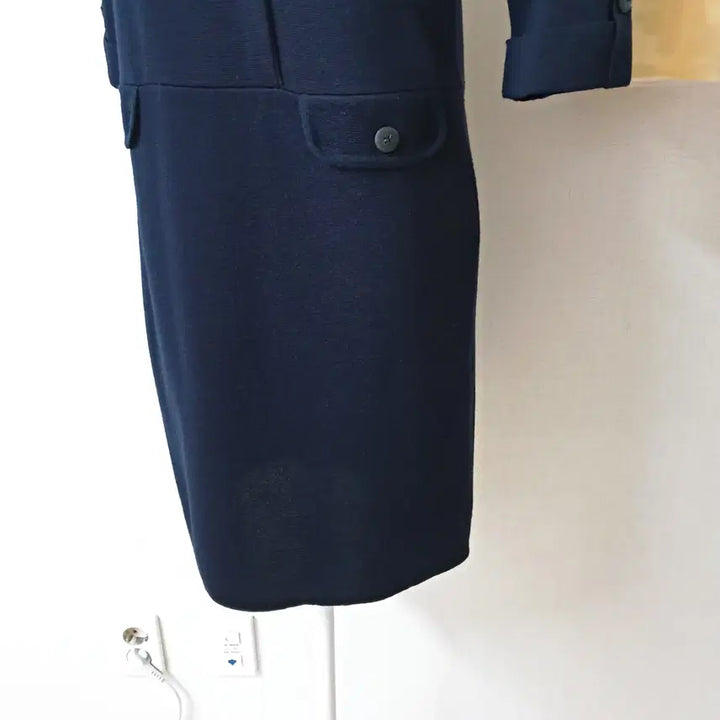[BUNJANG] BCBG Double-Breasted Knit Dress / BCBG 7부 더블버튼 니트원피스 55 미디 네이비