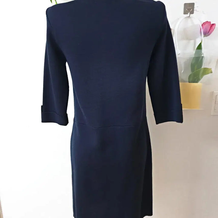 [BUNJANG] BCBG Double-Breasted Knit Dress / BCBG 7부 더블버튼 니트원피스 55 미디 네이비