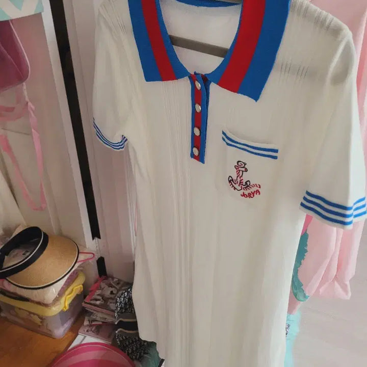 [BUNJANG] Marine Look Anchor Embroidery Knit Dress / 마린룩 닻 자수 니트 원피스