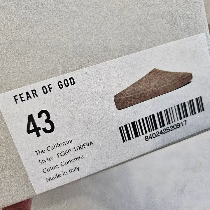 [SOLD OUT] 피어오브갓 캘리포니아 뮬 43사이즈 콘크리트
