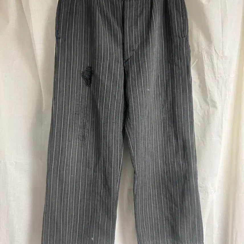 [BUNJANG] Vintage French Work Pants (1940s) - Gray Stripe / 빈티지 / 40s 프렌치 워크 팬츠 / 34-36