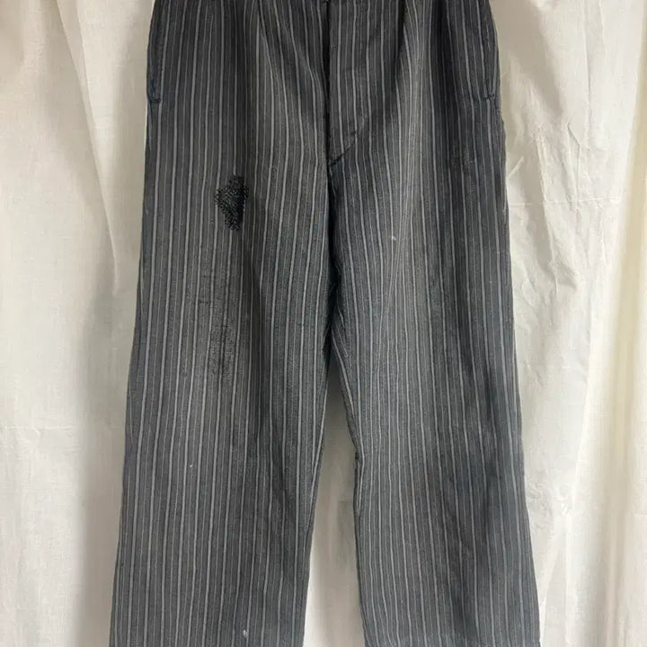[BUNJANG] Vintage French Work Pants (1940s) - Gray Stripe / 빈티지 / 40s 프렌치 워크 팬츠 / 34-36