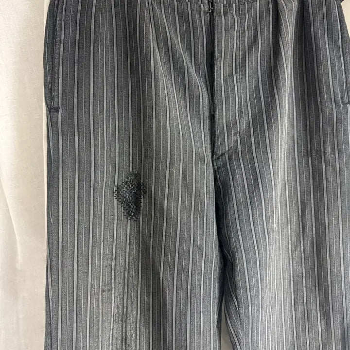 [BUNJANG] Vintage French Work Pants (1940s) - Gray Stripe / 빈티지 / 40s 프렌치 워크 팬츠 / 34-36