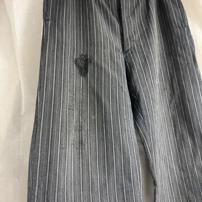 [BUNJANG] Vintage French Work Pants (1940s) - Gray Stripe / 빈티지 / 40s 프렌치 워크 팬츠 / 34-36