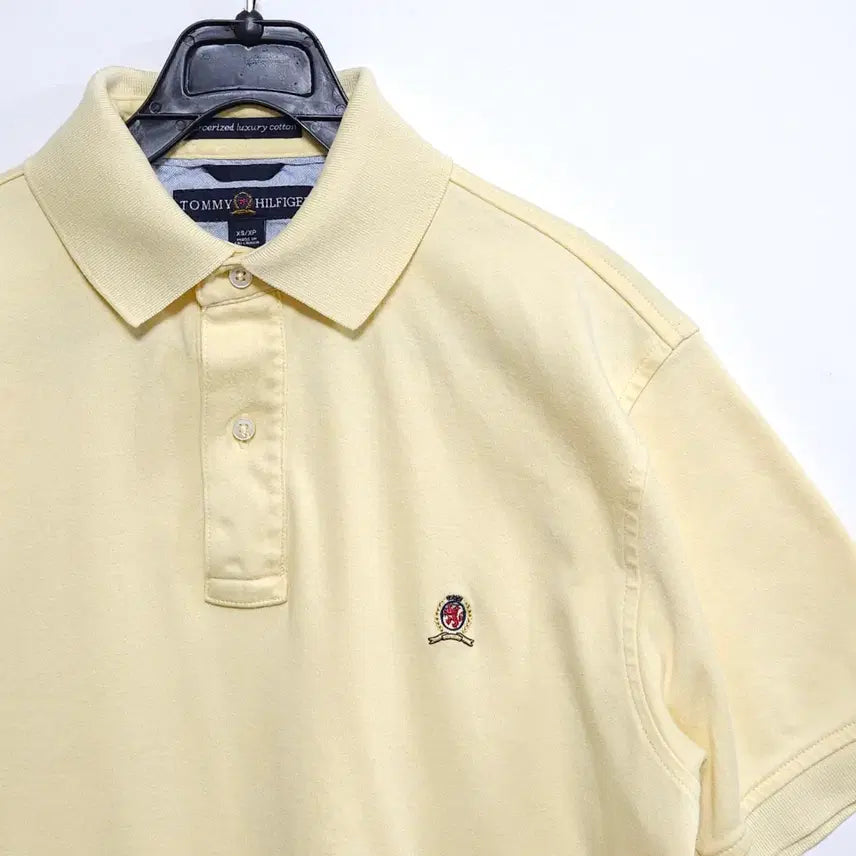 [BUNJANG] Tommy Hilfiger Crest Logo Luxury Cotton PK Polo Shirt / 타미힐피거 월계수 로고 럭셔리코튼 PK 반팔 카라티 남성95 여성오버핏