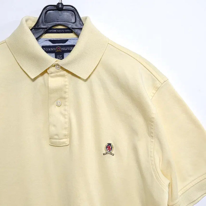 [BUNJANG] Tommy Hilfiger Crest Logo Luxury Cotton PK Polo Shirt / 타미힐피거 월계수 로고 럭셔리코튼 PK 반팔 카라티 남성95 여성오버핏