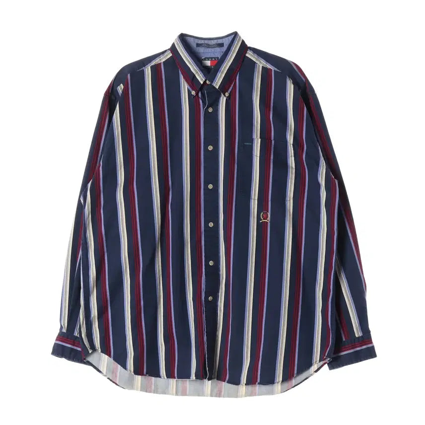 [BUNJANG] Tommy Hilfiger Stripe Shirt Navy XL / 타미힐피거 스트라이프 셔츠 네이비 XL