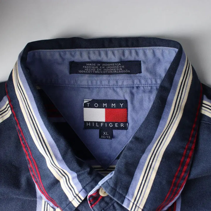 [BUNJANG] Tommy Hilfiger Stripe Shirt Navy XL / 타미힐피거 스트라이프 셔츠 네이비 XL