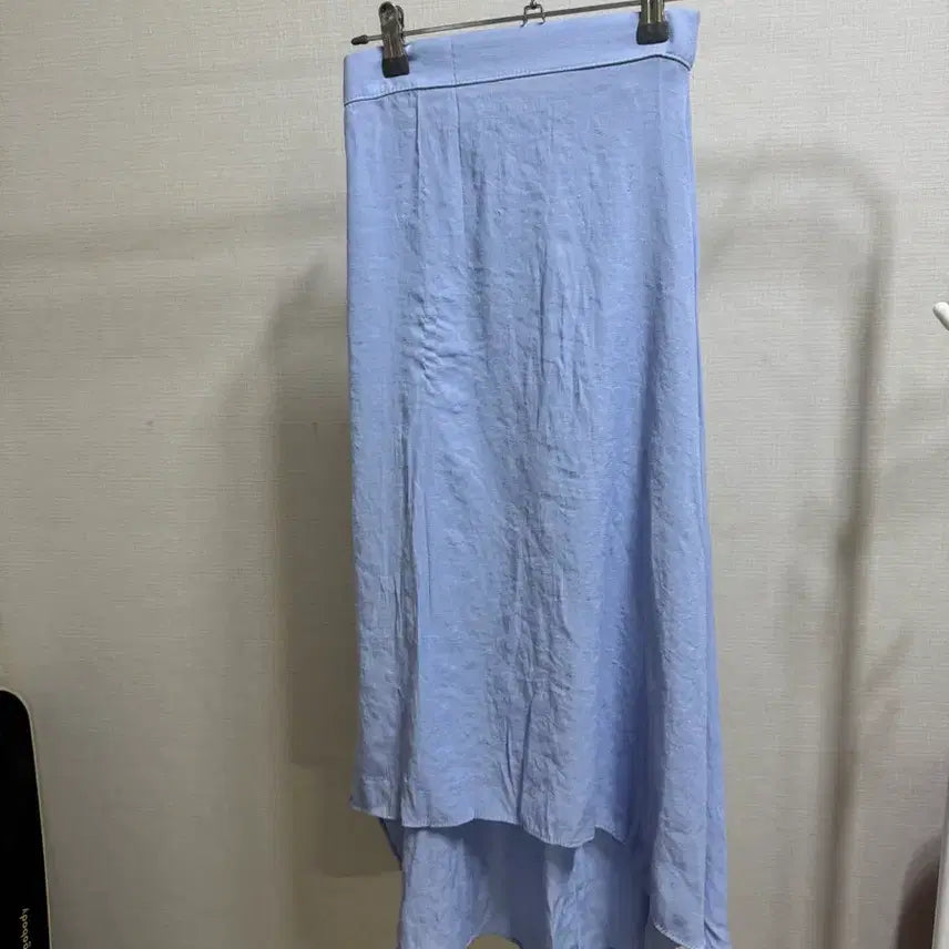 [BUNJANG] Sky Blue Long Skirt A-Line / 하늘색 롱 스커트 언발  트임 A라인 휴양지 데일리