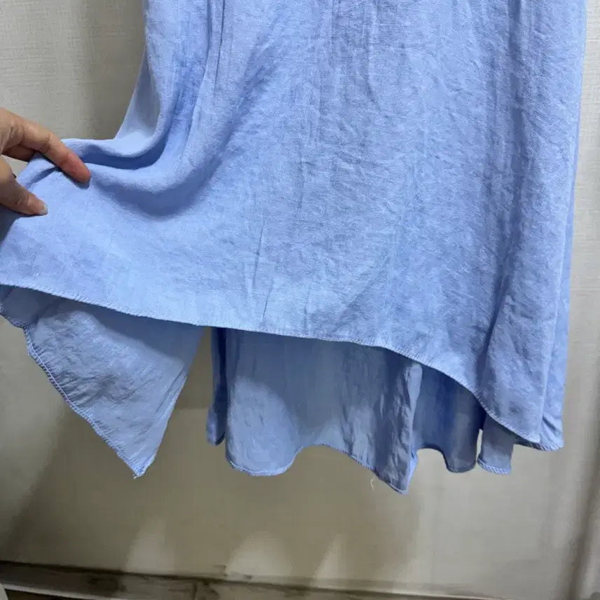 [BUNJANG] Sky Blue Long Skirt A-Line / 하늘색 롱 스커트 언발  트임 A라인 휴양지 데일리
