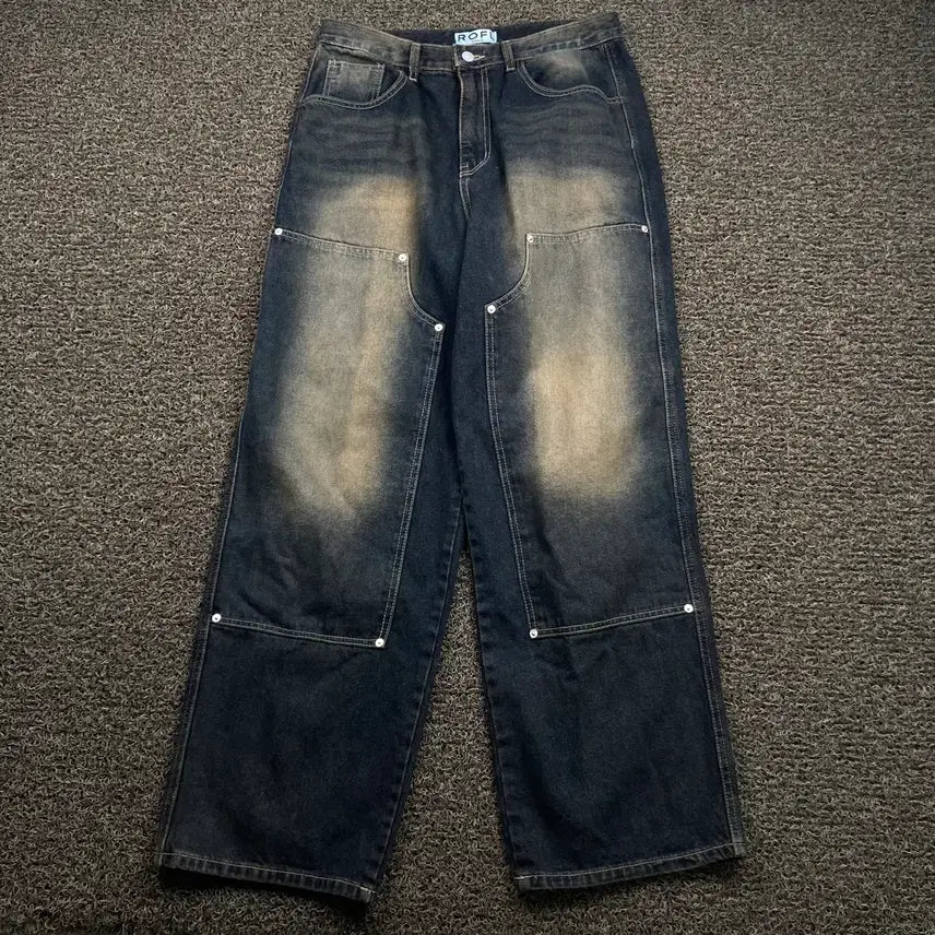 [BUNJANG] Vintage Double Knee Carpenter Denim Pants / Vintage 빈티지 워싱 더블니 카펜터 데님팬츠