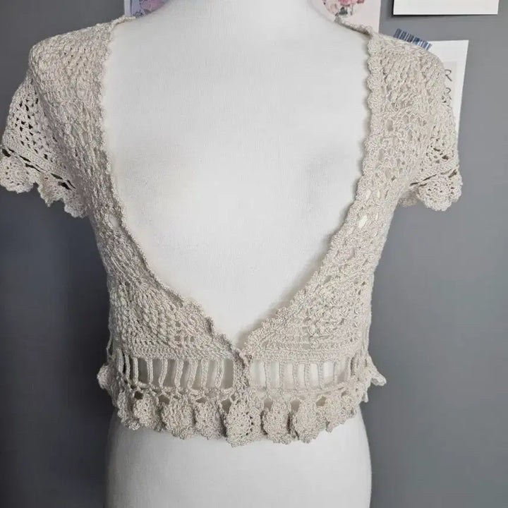 [SOLD OUT] 레스트로즈 크로셰 뜨개 볼레로 L&