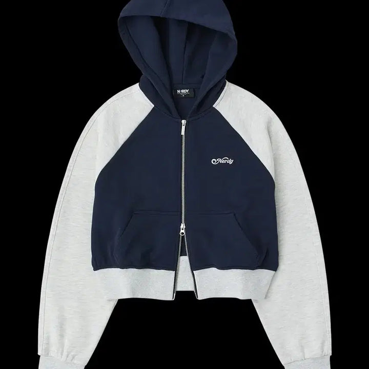 [BUNJANG] Nerdy Raglan Crop Hoodie Zip-up Navy / 널디 래글런 크롭 후드집업 네이비