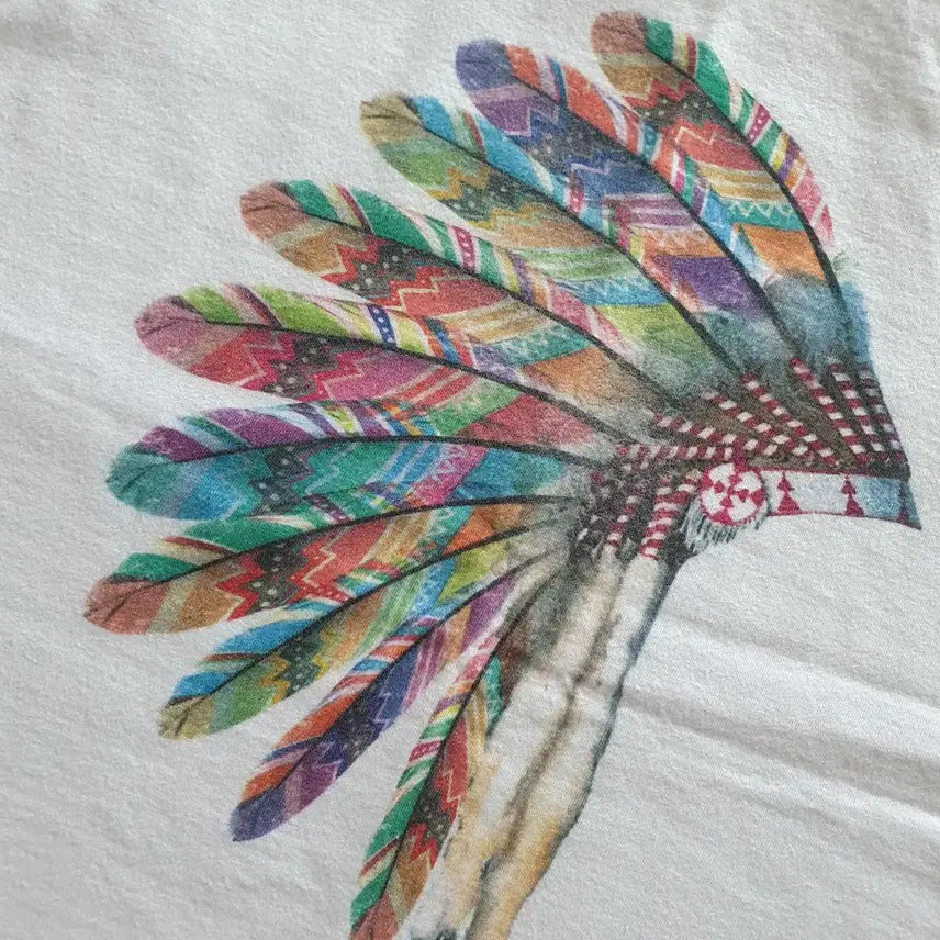 [BUNJANG] Feather Print T-shirt / .깃털 프린팅 반팔 티셔츠