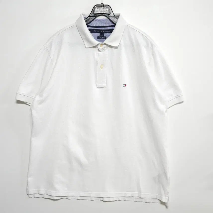 [BUNJANG] Tommy Hilfiger White PK Classic Fit Polo Shirt / 타미힐피거 화이트 PK 반팔 카라티 클래식핏 남성105 여성오버핏