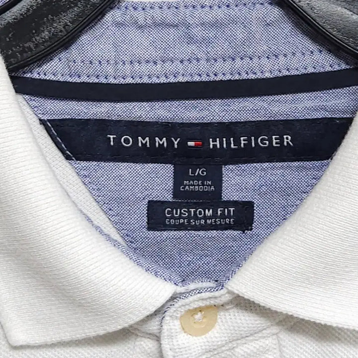 [BUNJANG] Tommy Hilfiger White PK Classic Fit Polo Shirt / 타미힐피거 화이트 PK 반팔 카라티 클래식핏 남성105 여성오버핏