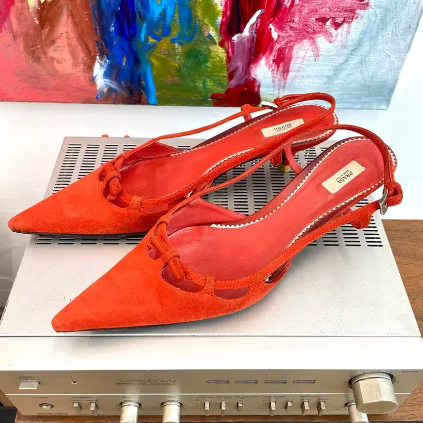 [BUNJANG] Prada Suede Ribbon Pumps Heel / [245] 프라다 리본 스웨이드 펌프스 힐