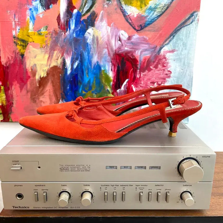 [BUNJANG] Prada Suede Ribbon Pumps Heel / [245] 프라다 리본 스웨이드 펌프스 힐