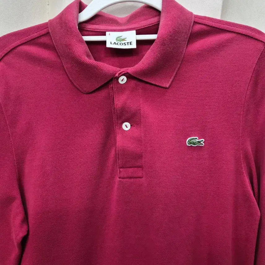 [BUNJANG] Lacoste Pink Long Sleeve Polo Shirt / 라코스테 핑크 긴팔 폴로티셔츠