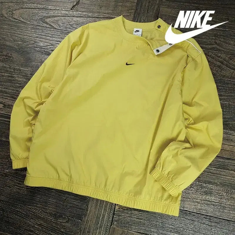 [BUNJANG] Nike Shoulder Snap Button Oversized Windbreaker Anorak Jacket / 나이키 숄더 스냅 버튼 오버핏 바람막이 아노락 자켓 레몬 M20027
