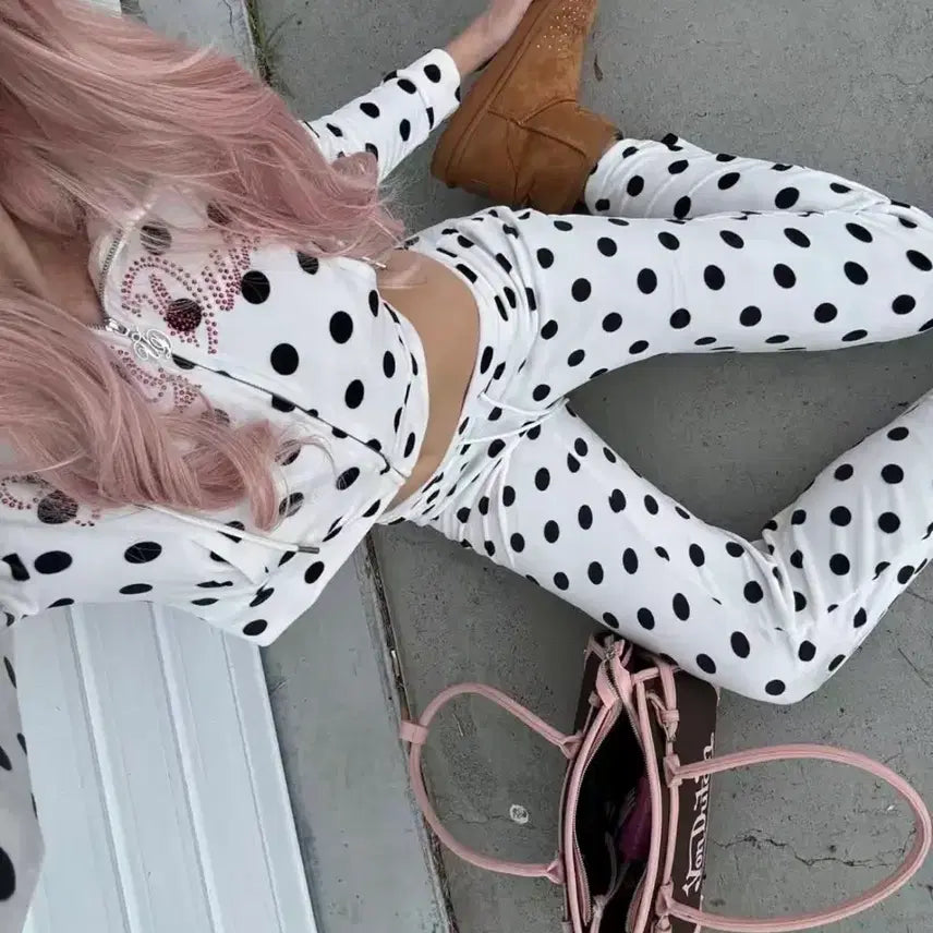 [BUNJANG] Von Dutch Velour Dot Set-up / Von dutch 벨루아 도트 셋업