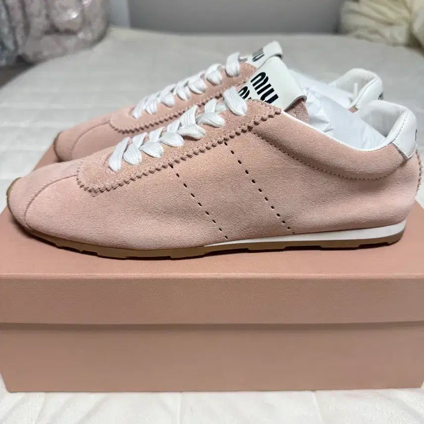 [BUNJANG] Miu Miu Flume Suede Sneakers Orchid Pink / (W) 미우 미우 플룸 스웨이드 스니커즈 오키드 핑크