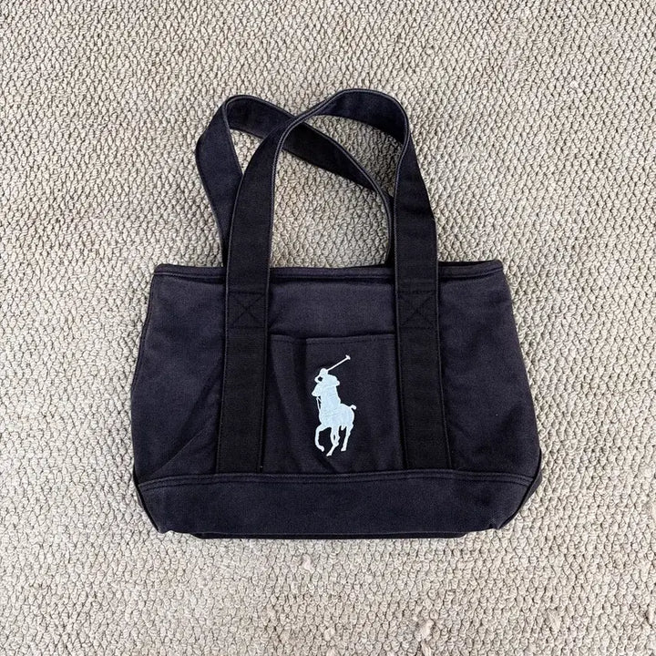 [BUNJANG] Polo Ralph Lauren White Big Pony Canvas Tote Bag / 폴로 랄프로렌 화이트 빅포니 캔버스 토드백