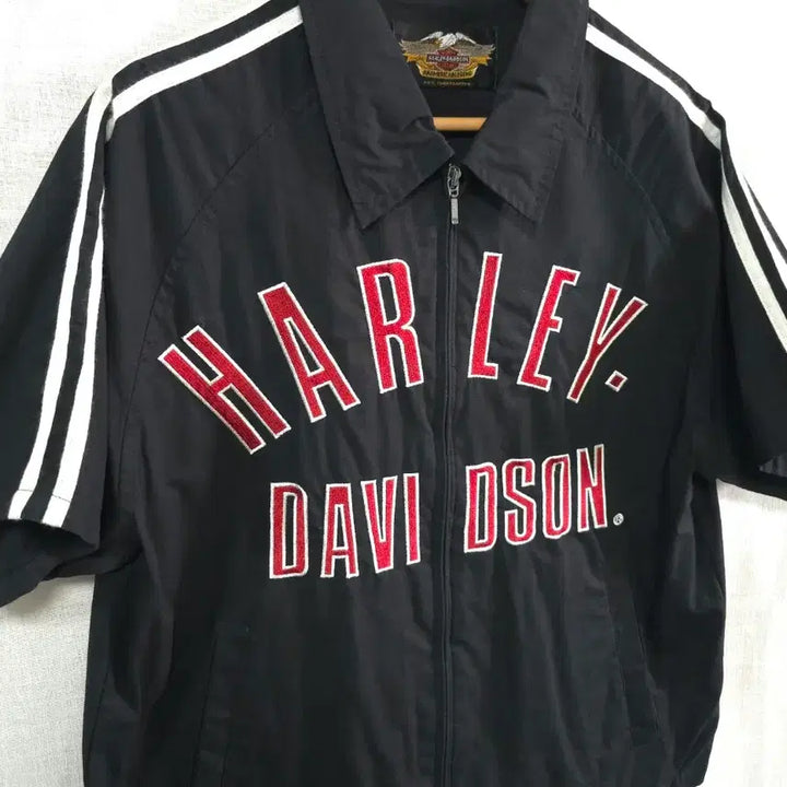 [BUNJANG] Harley Davidson Linen 100% Short Sleeve Zip-Up Jacket / 할리데이비슨 여름 마 린넨 100프로 반팔 집업 자켓 바람막이 조끼 가디