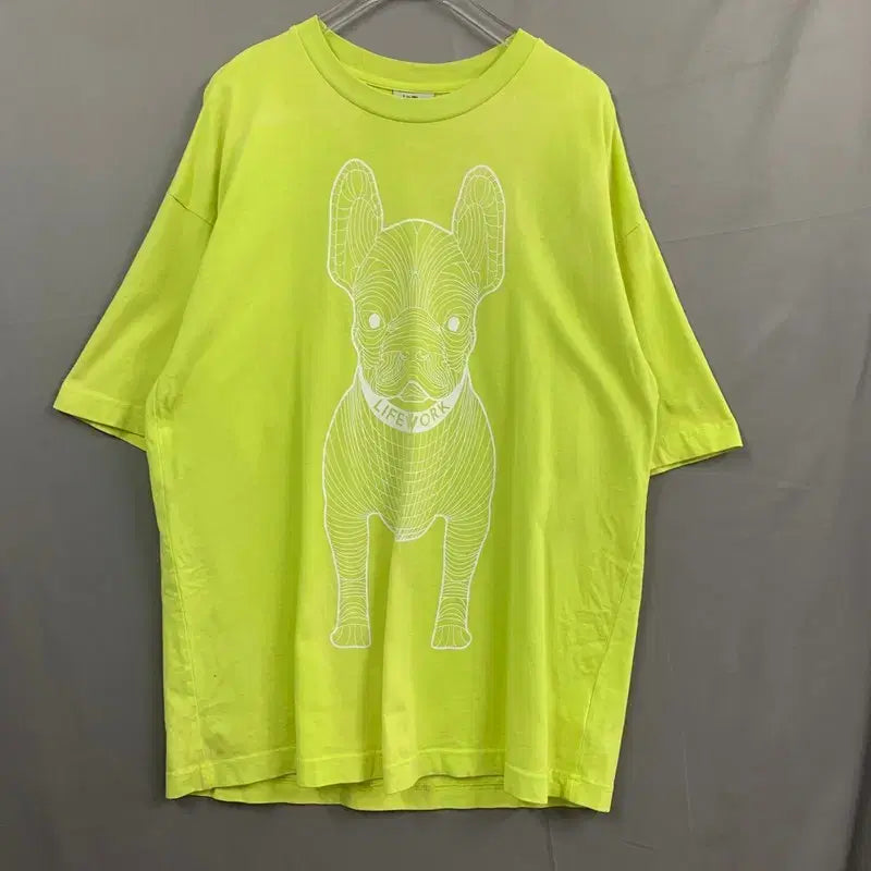 [BUNJANG] Life Work Big Radok Printing Fluorescent Short Sleeve T-shirt / M 라이프워크 빅 라독 프린팅 형광 반팔티